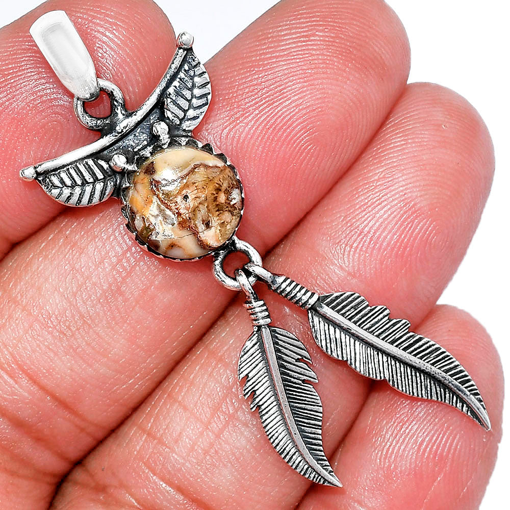 Feather - Rosetta Picture Jasper Pendant P-1284 SDP152925