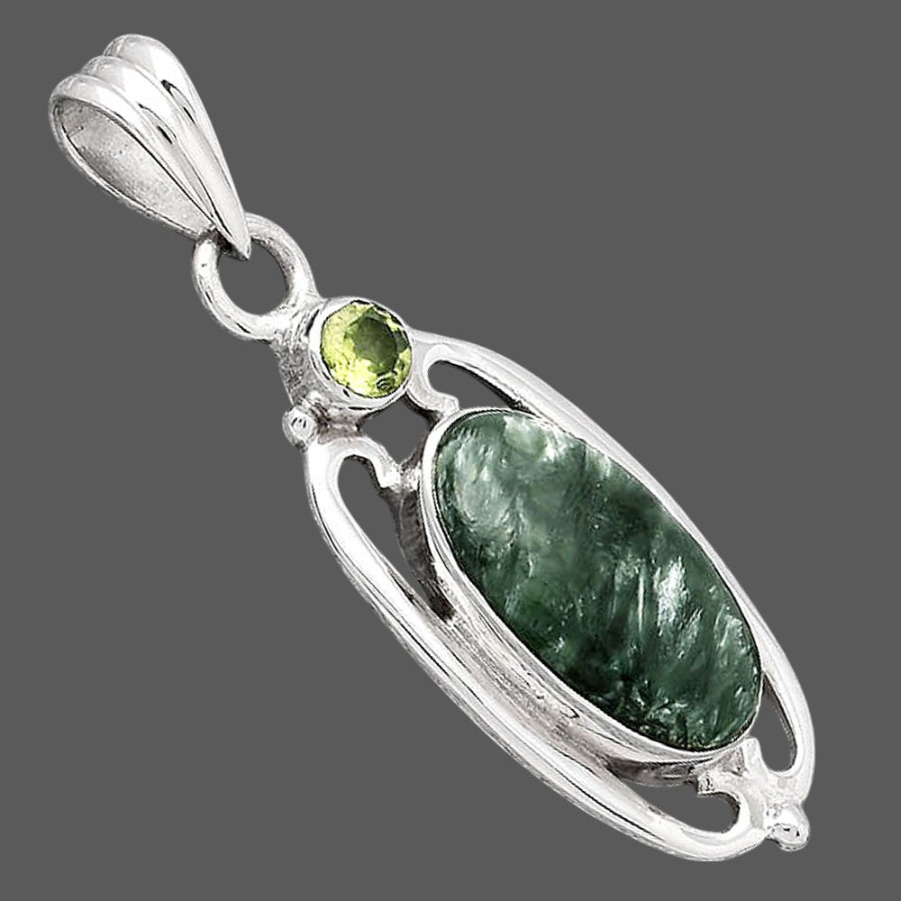 Russian Seraphinite and Peridot Pendant P-1623 SDP154368