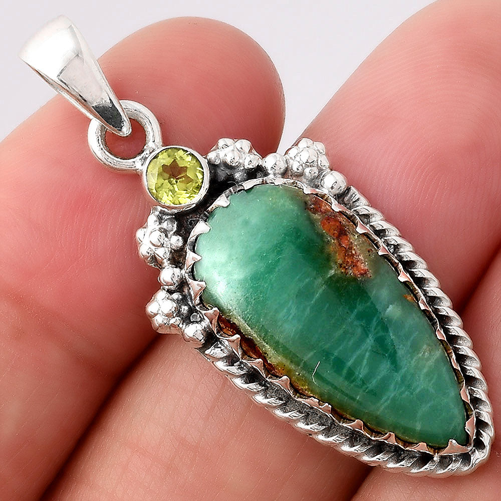 Boulder Chrysoprase and Peridot Pendant P-1482 SDP154609