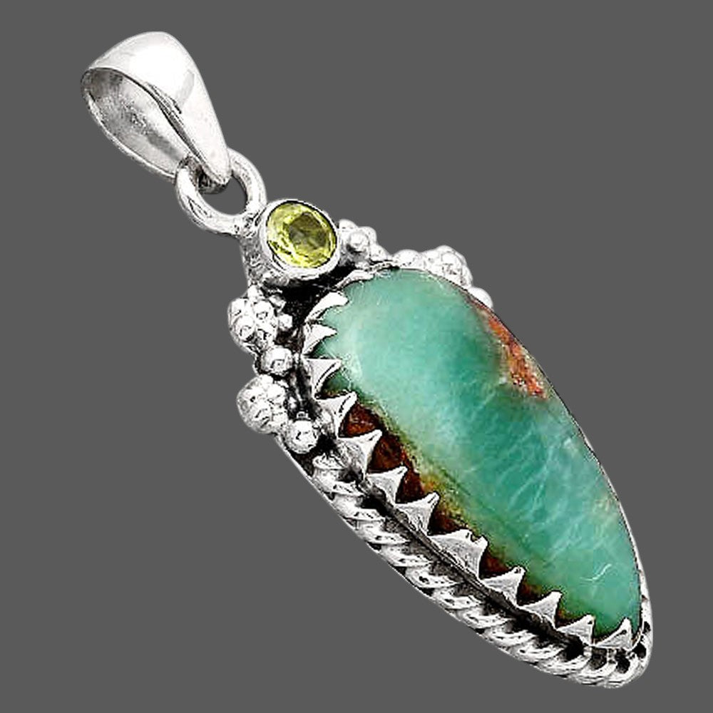 Boulder Chrysoprase and Peridot Pendant P-1482 SDP154609