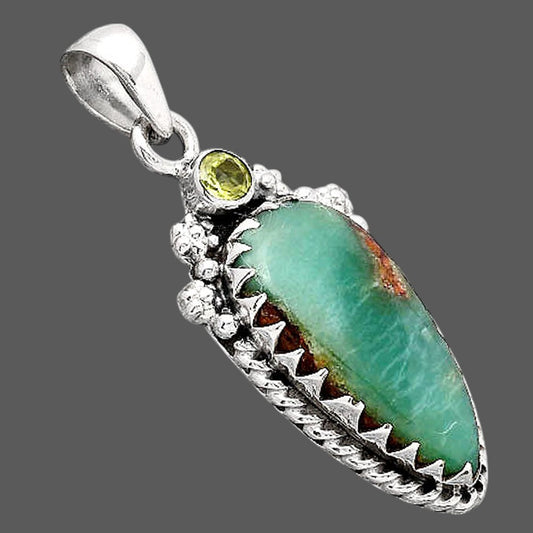 Boulder Chrysoprase and Peridot Pendant P-1482 SDP154609