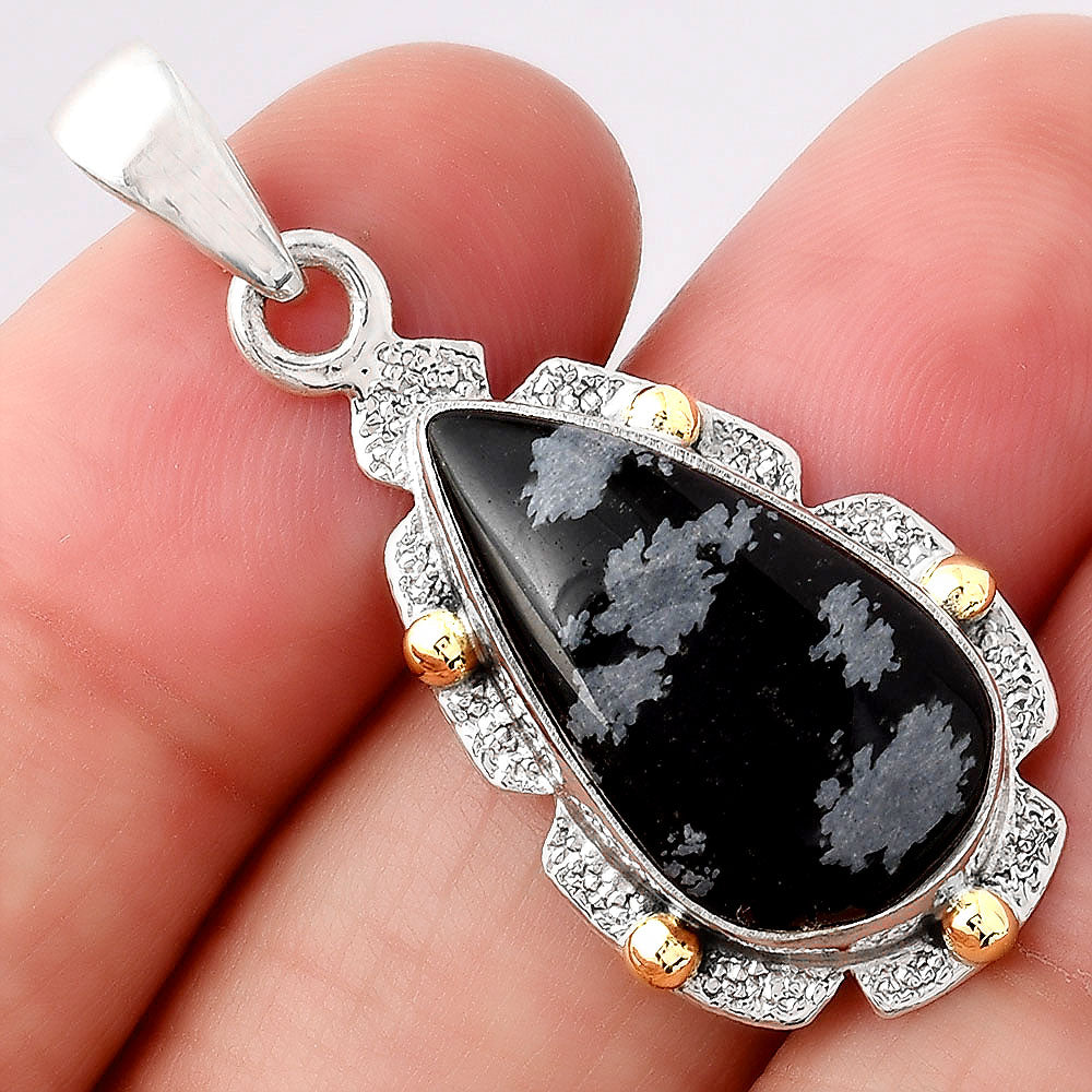 Natural Snow Flake Obsidian Pendant P-1485 SDP154626