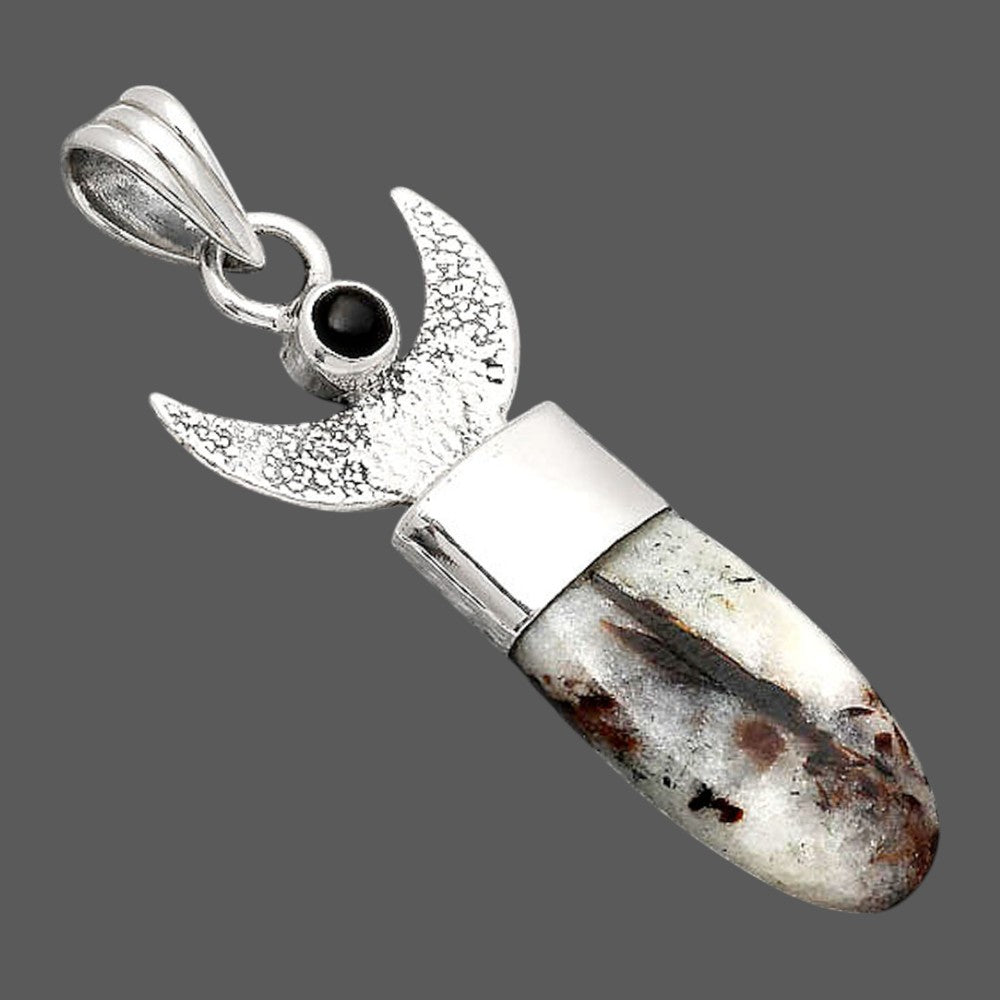 Crescent Moon - Astrophyllite and Black Onyx Pendant P-1453 SDP154775