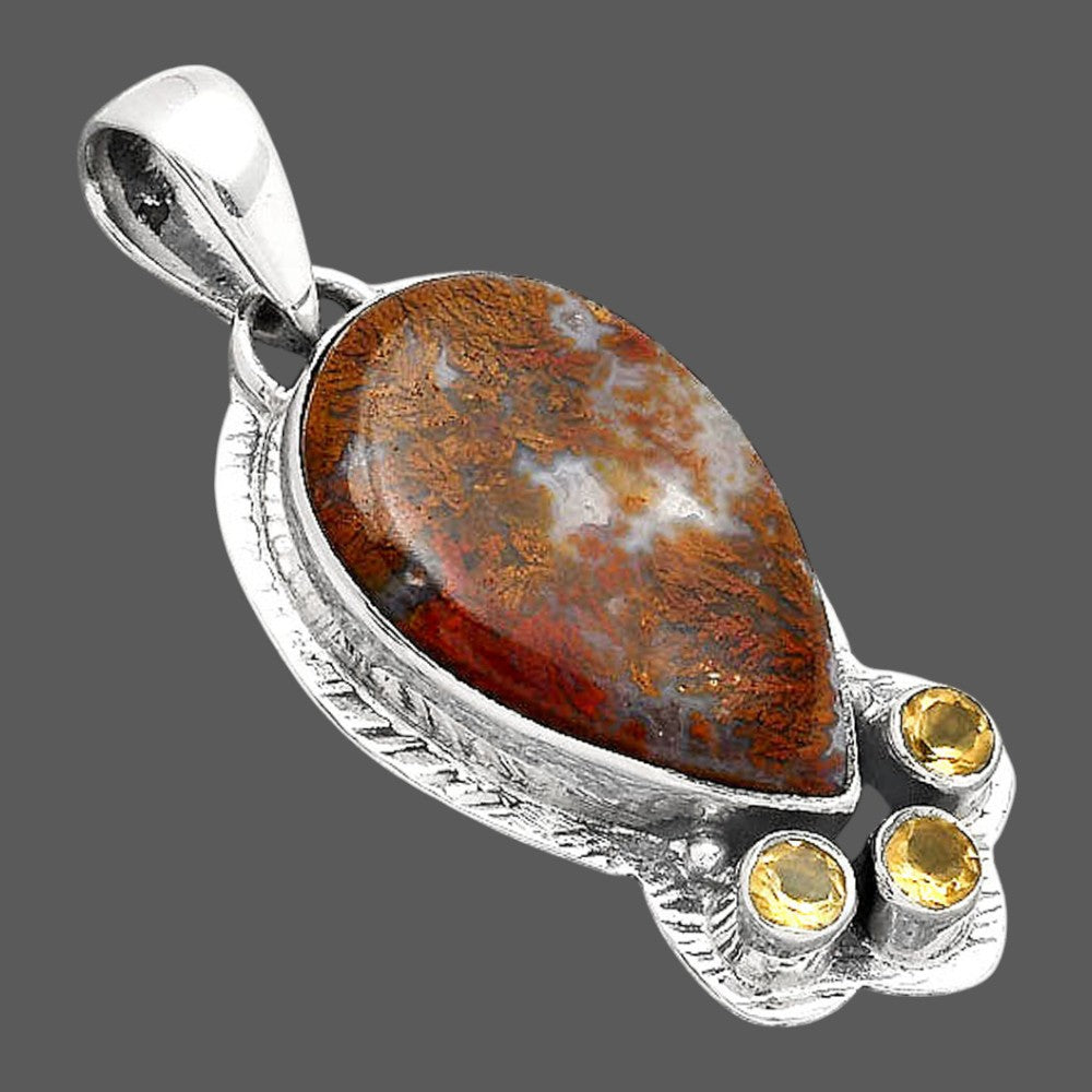 Natural Red Moss Agate and Citrine Pendant P-1523 SDP154784