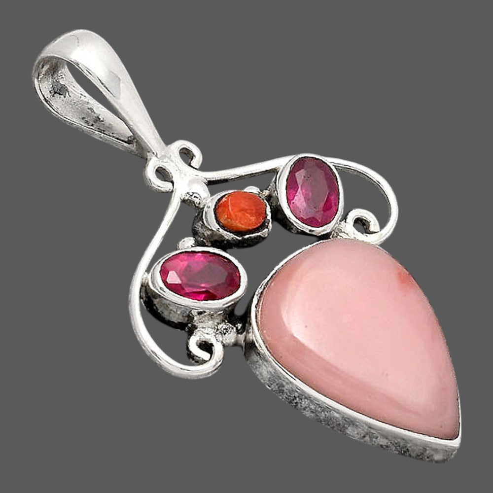Guava Quartz - Brazil, Ruby & Coral Pendant P-1244 SDP154798