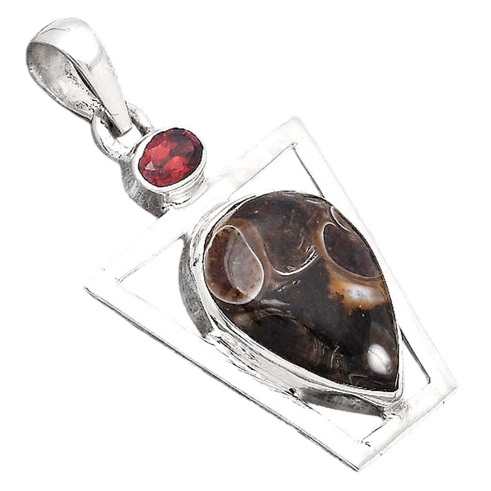 Turtella Jasper - USA and Garnet Pendant P-1502 SDP154872