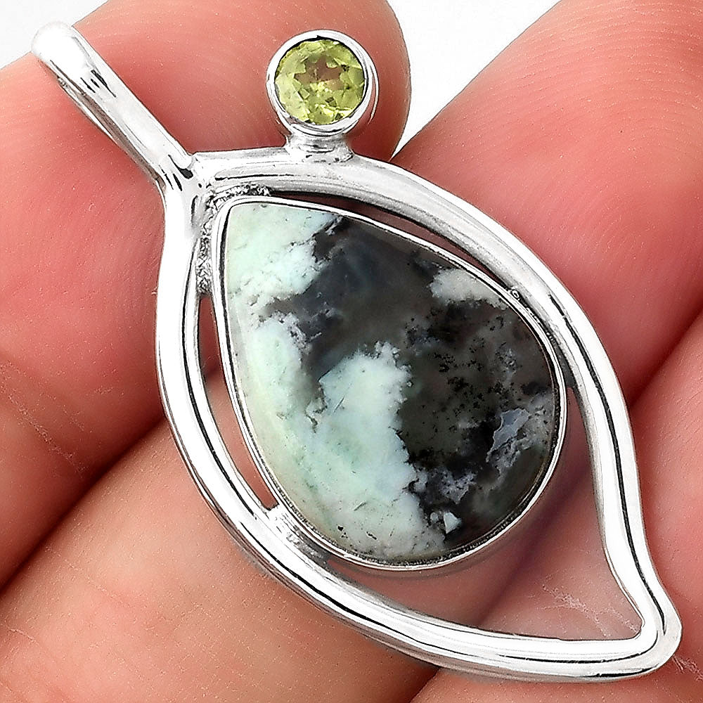 Dendritic Chrysoprase Africa and Peridot Pendant P-1640 SDP155365