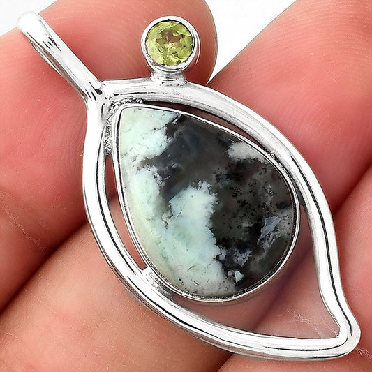 Dendritic Chrysoprase Africa and Peridot Pendant P-1640 SDP155365