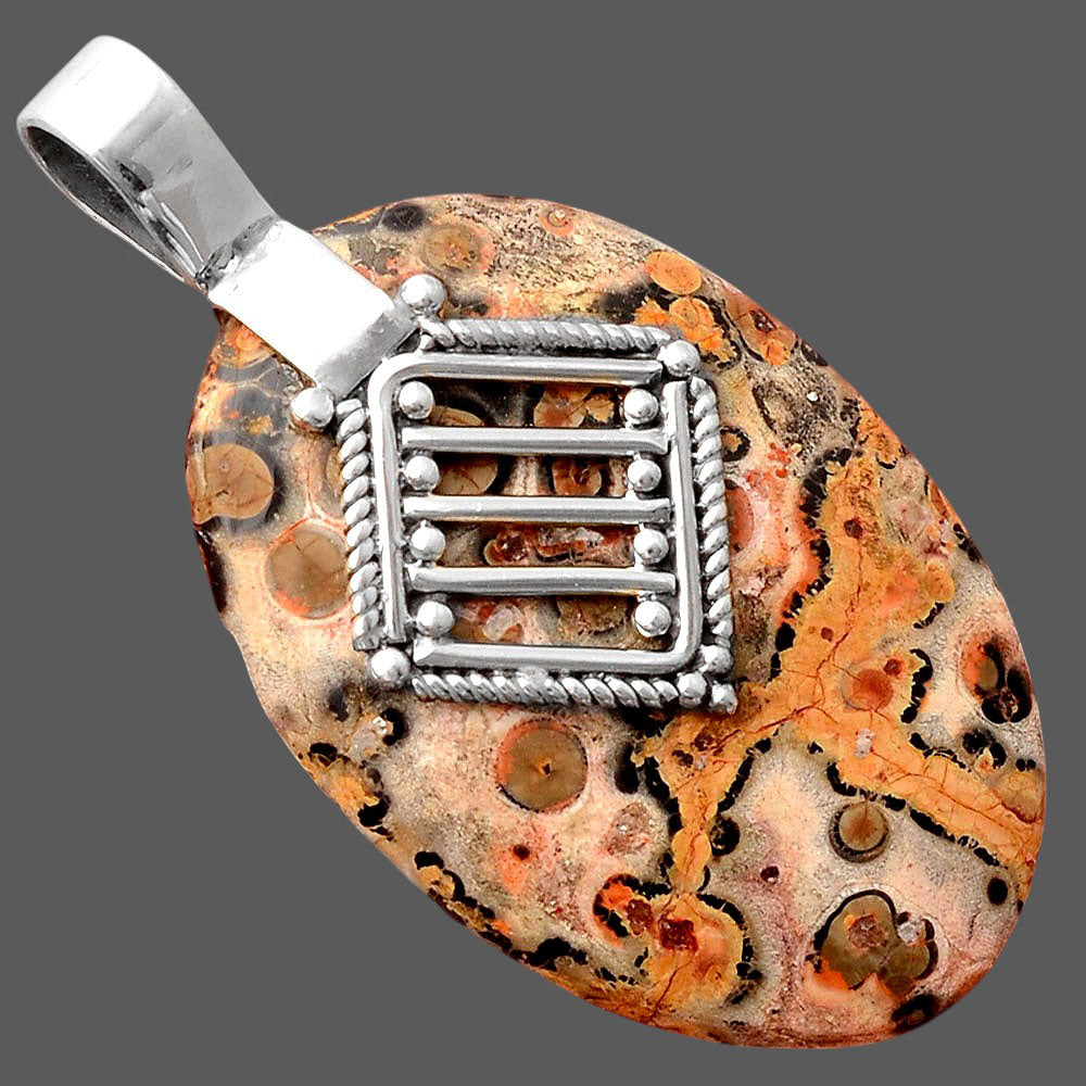 Natural Leopard Skin Jasper Pendant P-1462 SDP155530