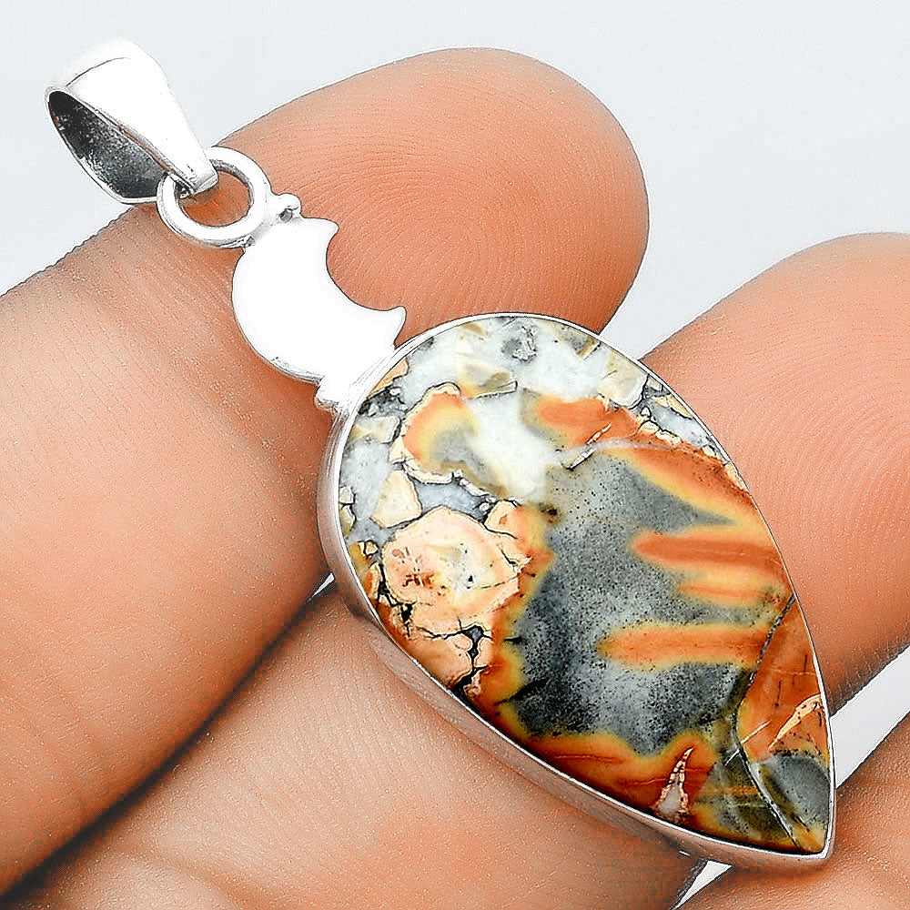 Crescent Moon Natural Maligano Jasper Pendant P-1368 SDP156865