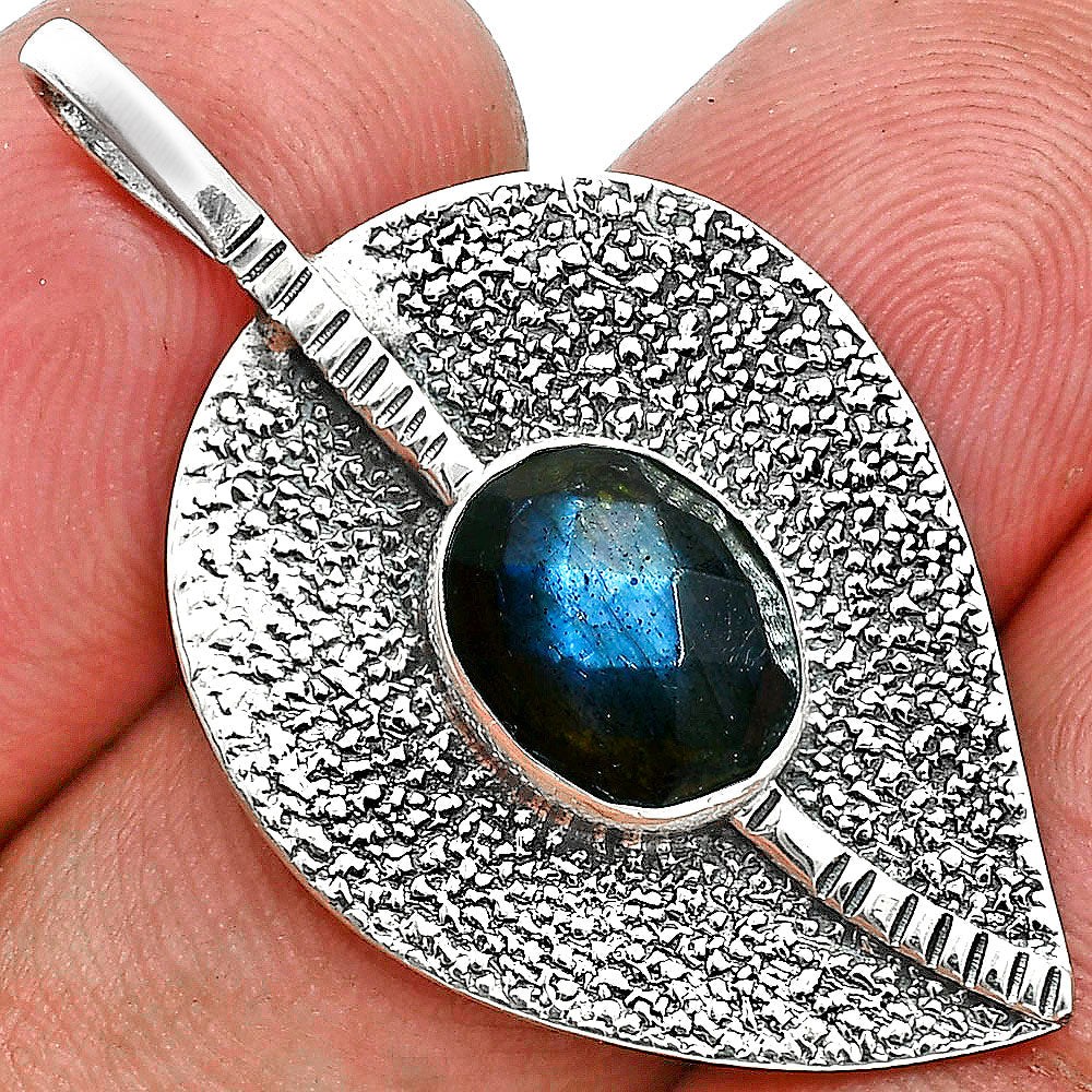 Blue Labradorite Checker - Madagascar Pendant P-1218 SDP157437