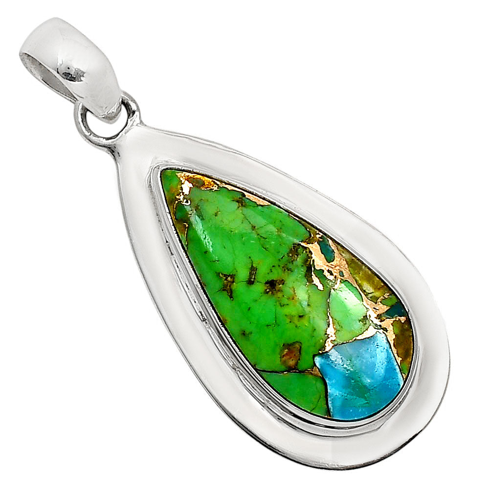 Blue Turquoise In Green Mohave Pendant P-1076 SDP158187