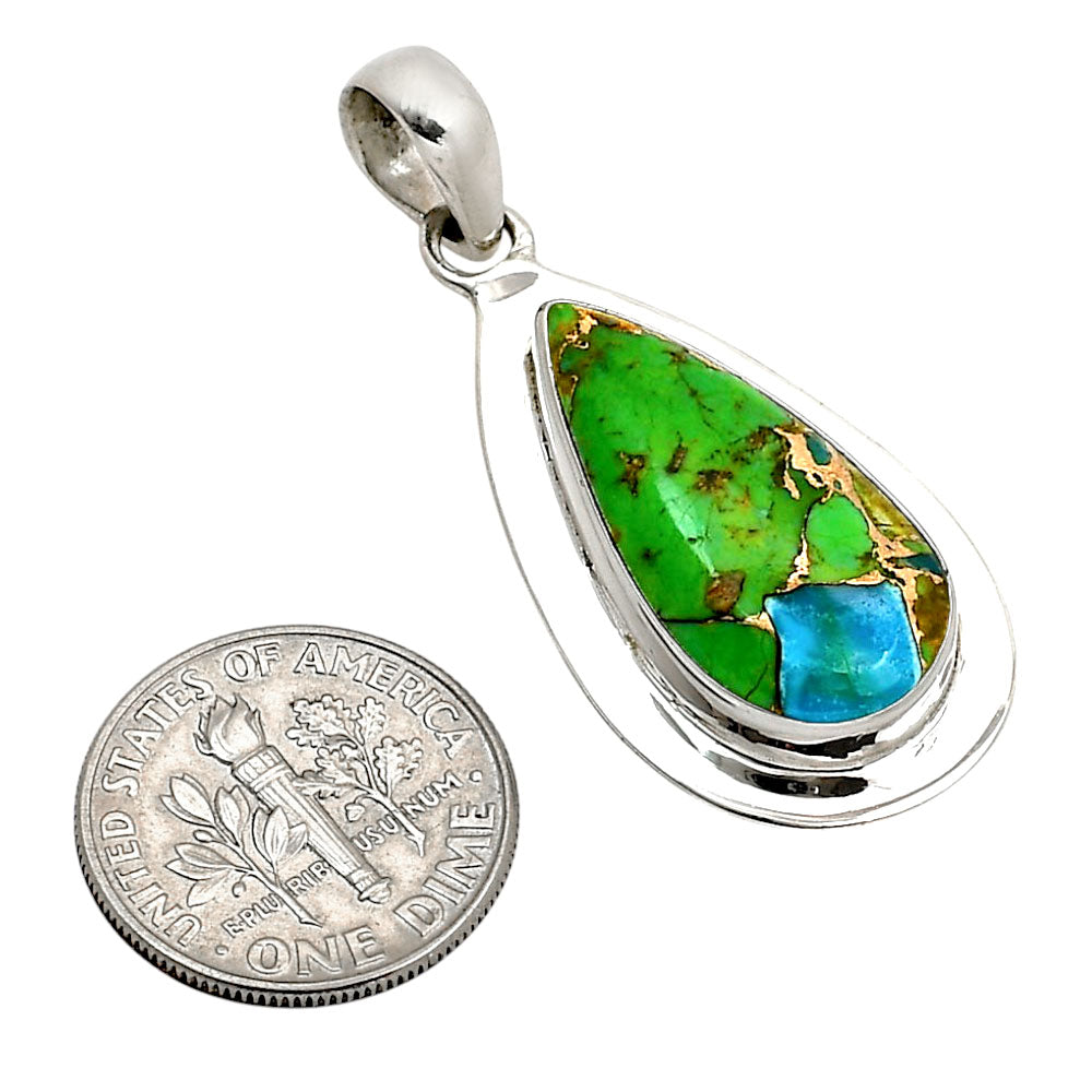 Blue Turquoise In Green Mohave Pendant P-1076 SDP158187