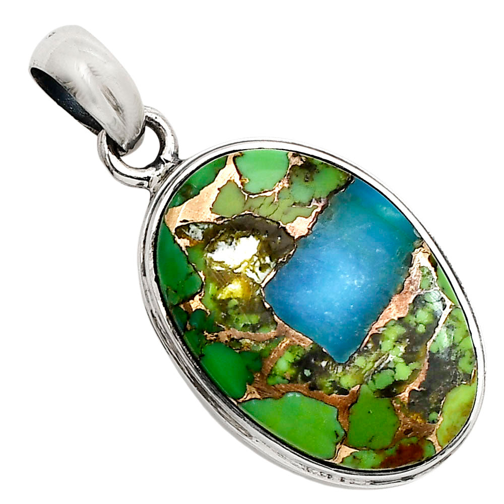 Blue Turquoise In Green Mohave Pendant P-1124 SDP158538