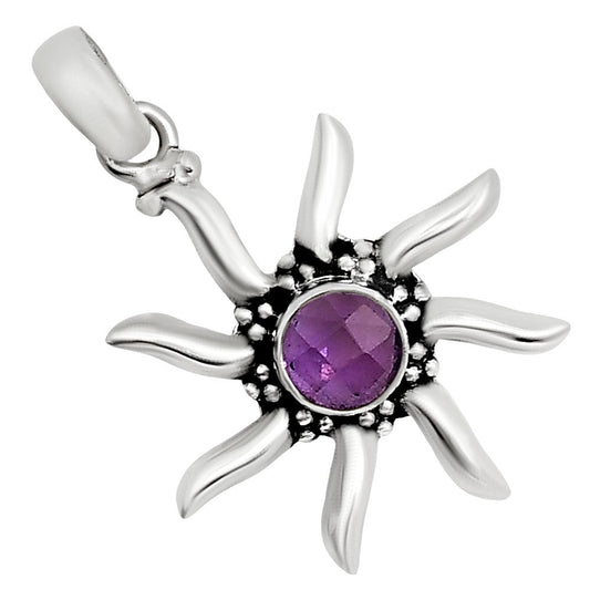 Sun - Amethyst Checker Pendant P-1263 SDP158710
