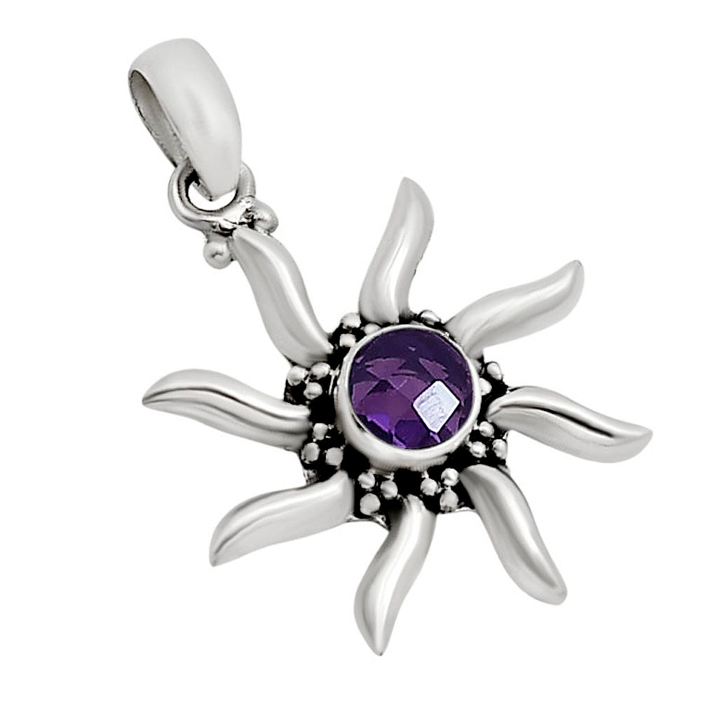 Sun - Amethyst Checker Pendant P-1263 SDP158710