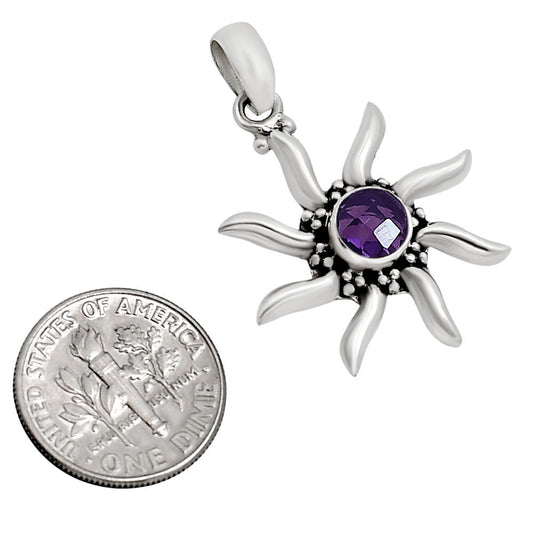 Sun - Amethyst Checker Pendant P-1263 SDP158712