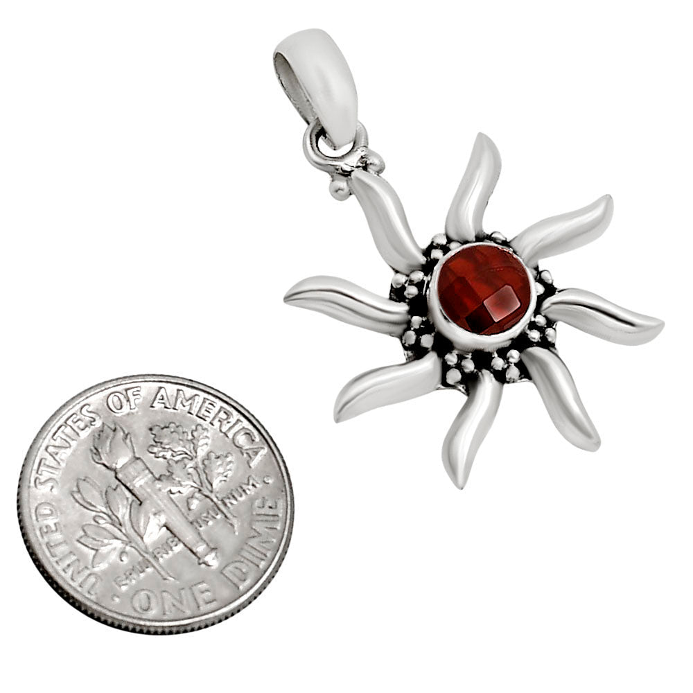Sun - Hessonite Garnet Checker Pendant P-1263 SDP158719
