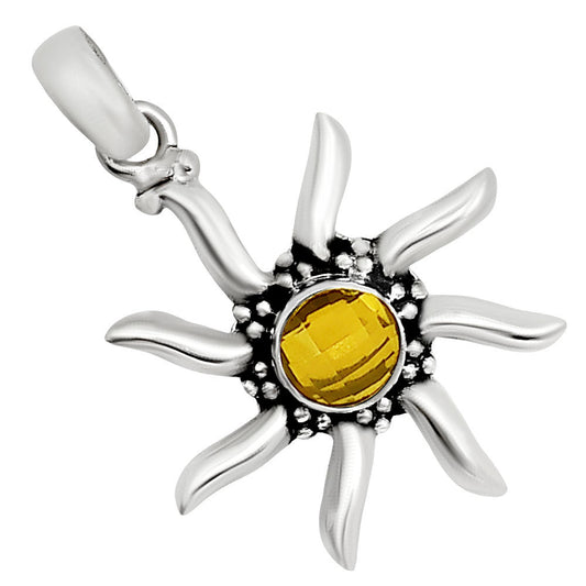 Sun - Citrine Checker Pendant P-1263 SDP158731