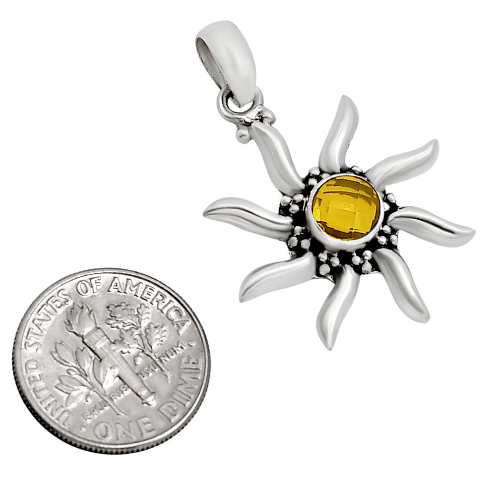 Sun - Citrine Checker Pendant P-1263 SDP158731