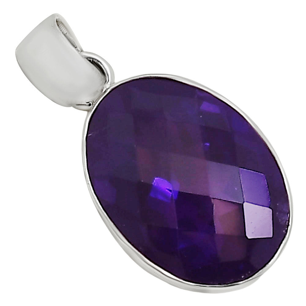 African Amethyst Checker Pendant P-1001 SDP158780