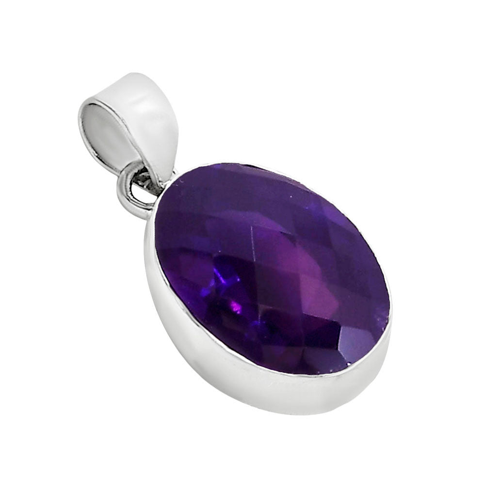 African Amethyst Checker Pendant P-1001 SDP158780