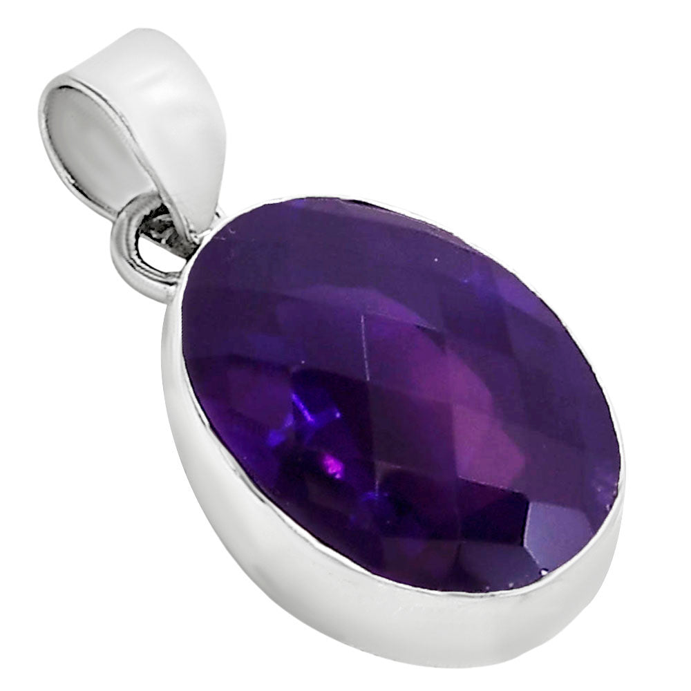 African Amethyst Checker Pendant P-1001 SDP158780