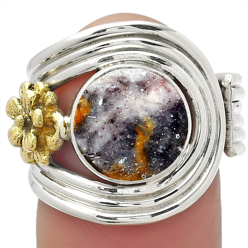 Two Tone Adjustable Flower - Indian Blanket Jasper Ring size-7 R-1491 SDR150921