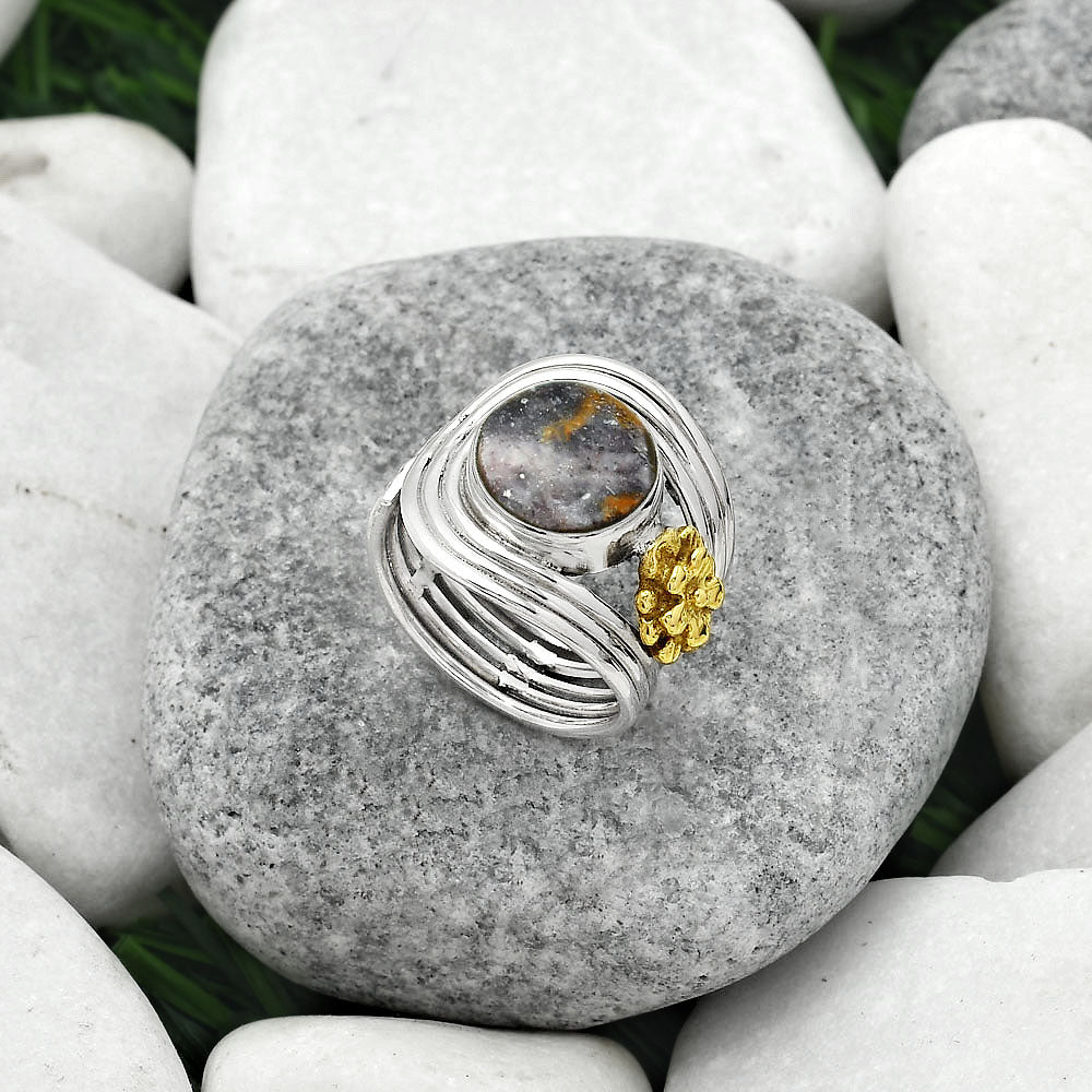 Two Tone Adjustable Flower - Indian Blanket Jasper Ring size-7 R-1491 SDR150921