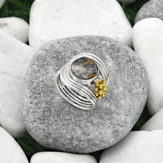 Two Tone Adjustable Flower - Indian Blanket Jasper Ring size-7 R-1491 SDR150921