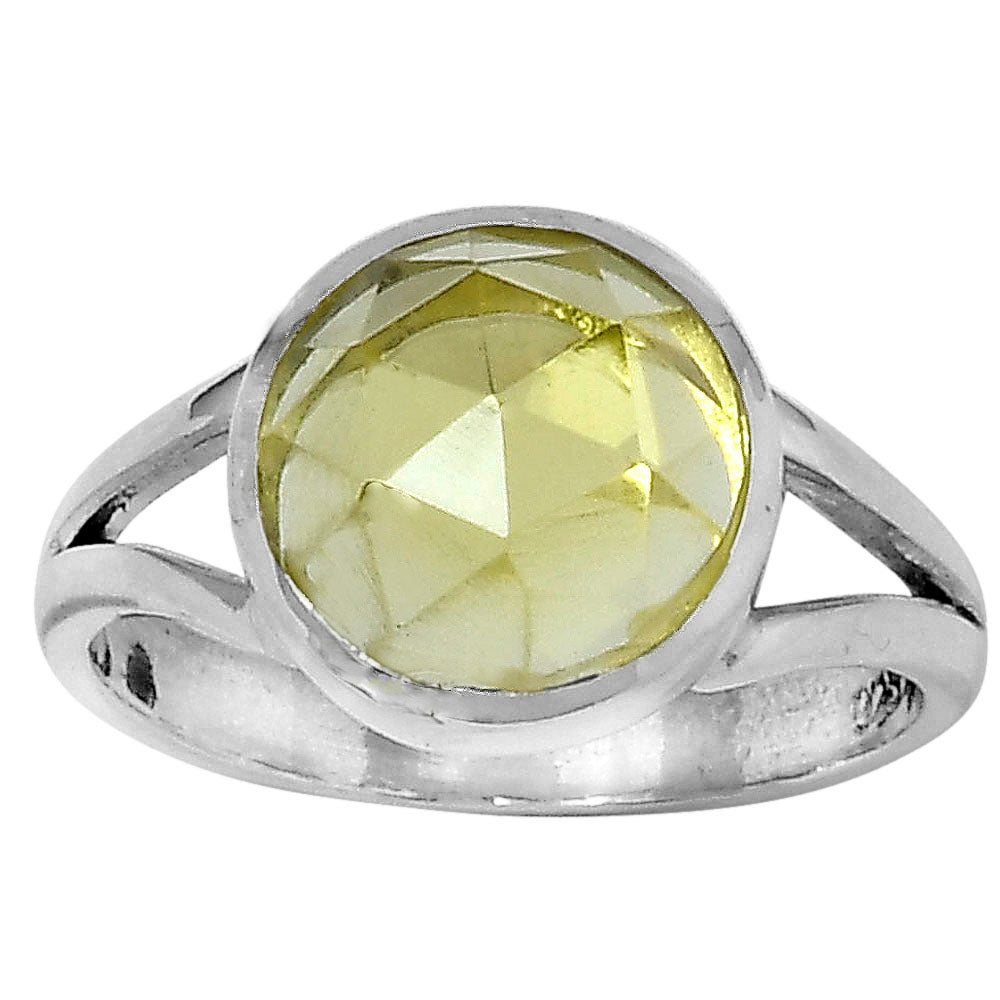 Faceted Natural Lemon Quartz Ring size-8 R-1005 SDR153437