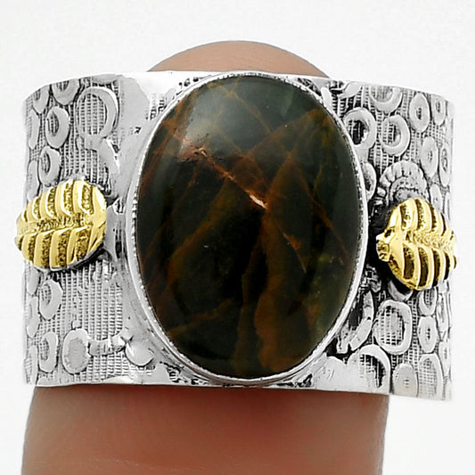 Two Tone - Turkish Rainforest Chrysocolla Ring size-9 R-1534 SDR161424