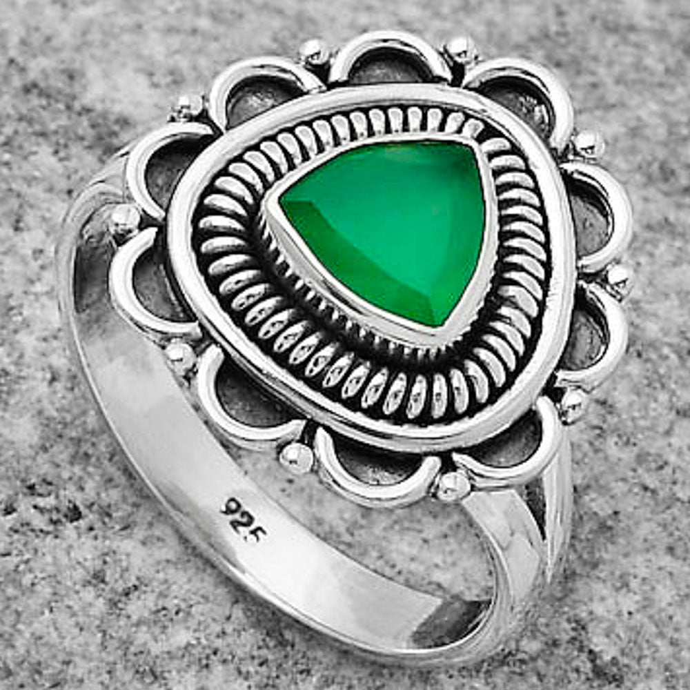 Natural Green Onyx Ring size-8 R-1256 SDR168555