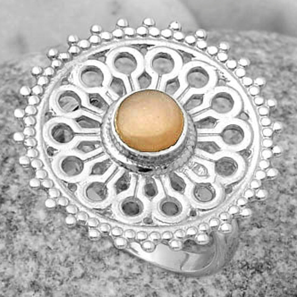 Artisan - Natural Peach Moonstone Ring size-7.5 R-1107 SDR169380