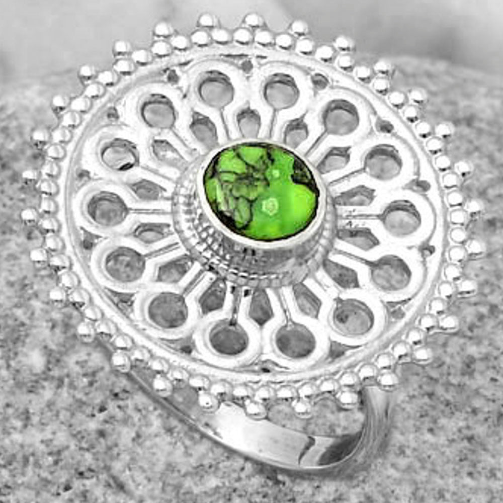 Artisan - Green Matrix Turquoise Ring size-8 R-1107 SDR169391