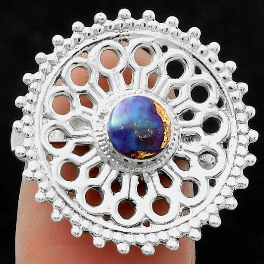 Artisan - Copper Purple Turquoise Ring size-7.5 R-1107 SDR169404