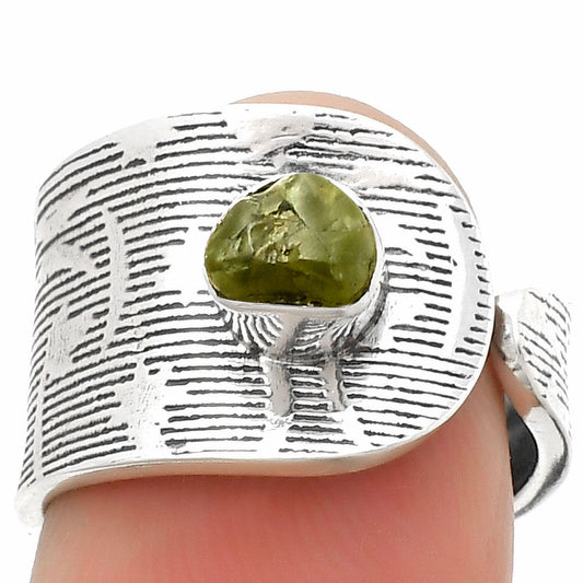 Adjustable - Natural Peridot Rough Ring size-6.5 R-1319 SDR170010