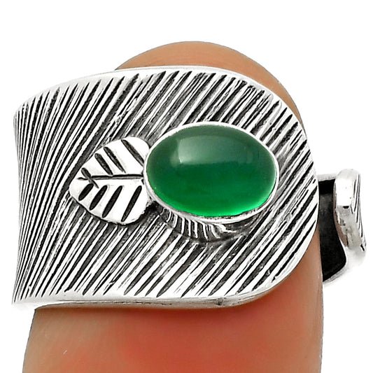 Adjustable - Natural Green Onyx Ring size-7.5 R-1319 SDR170096