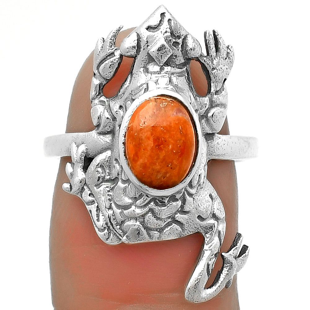Frog - Natural Red Sponge Coral Ring size-7.5 R-1113 SDR172750