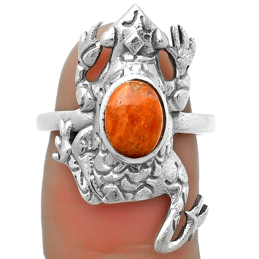 Frog - Natural Red Sponge Coral Ring size-7.5 R-1113 SDR172750