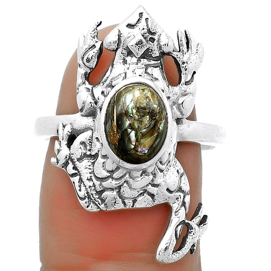 Frog Natural Copper Abalone Shell Ring size-8.5 R-1113 SDR172761