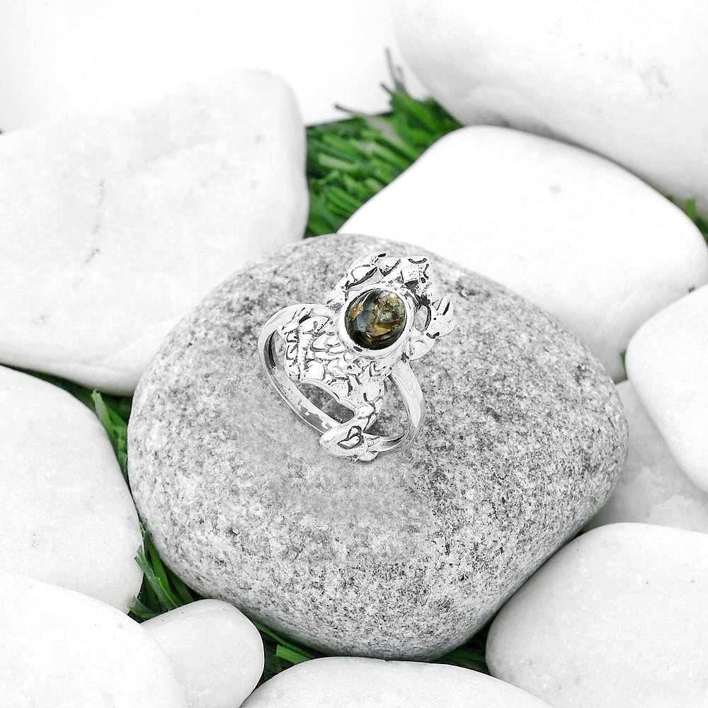Frog Natural Copper Abalone Shell Ring size-8.5 R-1113 SDR172761