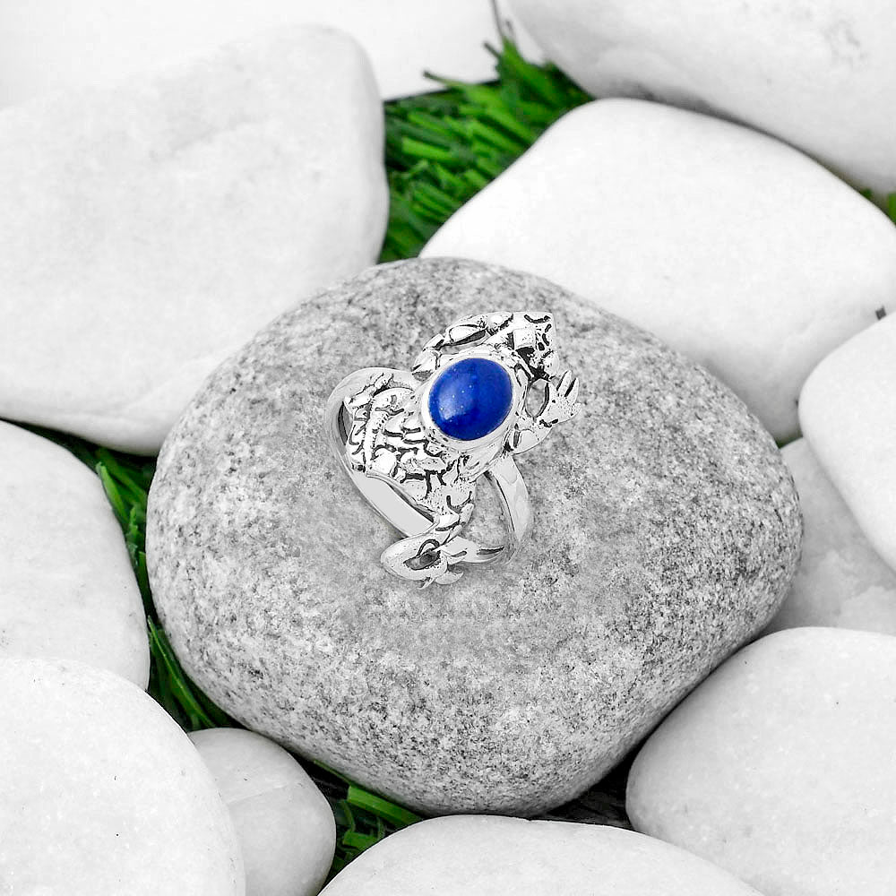 Frog - Natural Lapis - Afghanistan Ring size-8.5 R-1113 SDR172795