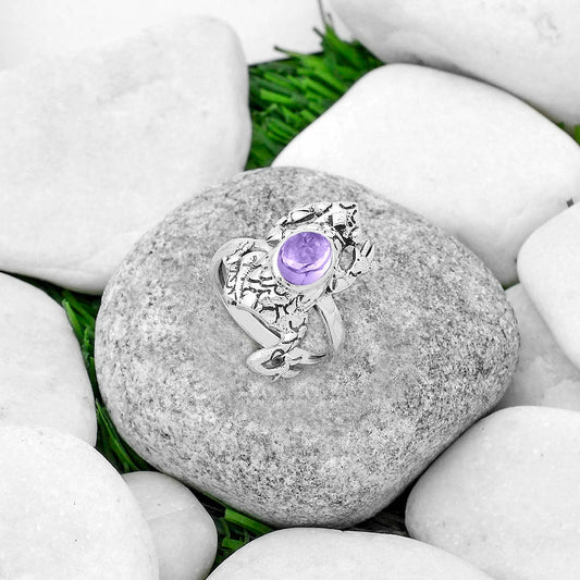 Frog - Rose De France Amethyst Cab Ring size-8 R-1113 SDR172798