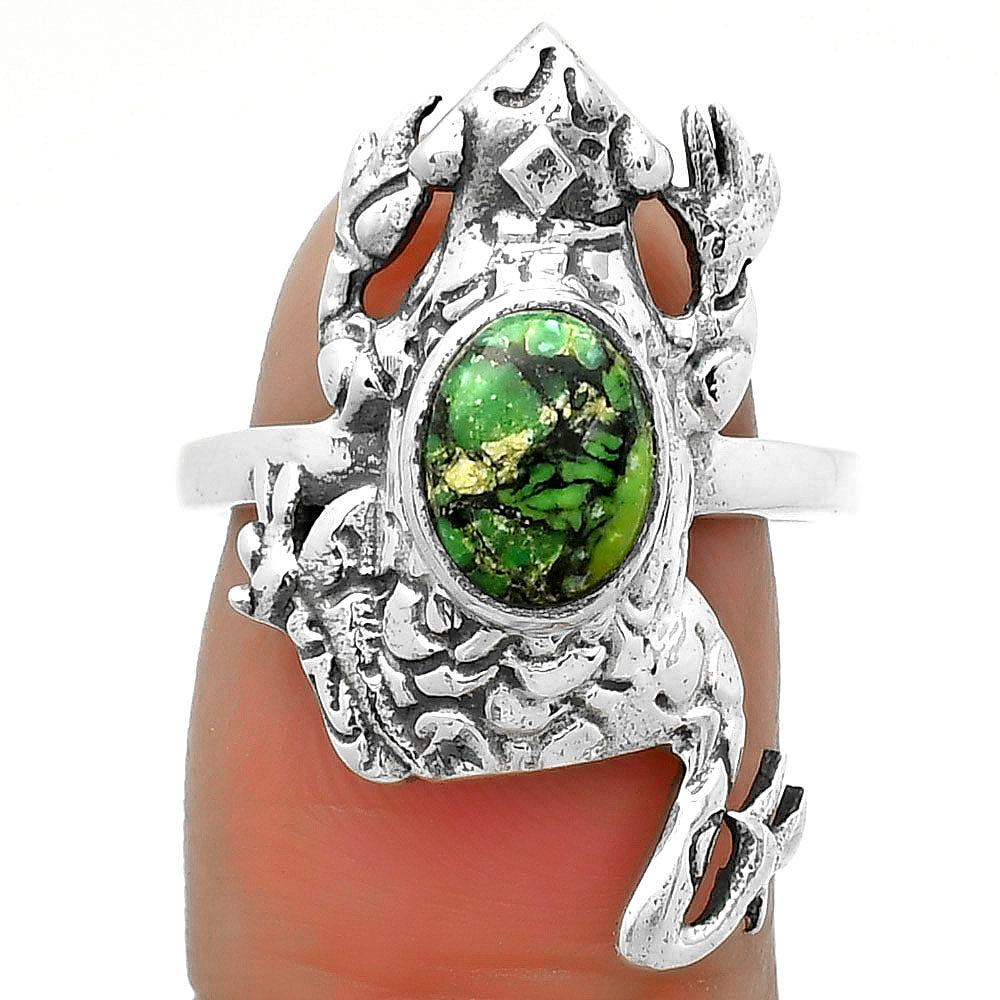 Frog - Green Matrix Turquoise Ring size-7.5 R-1113 SDR172801