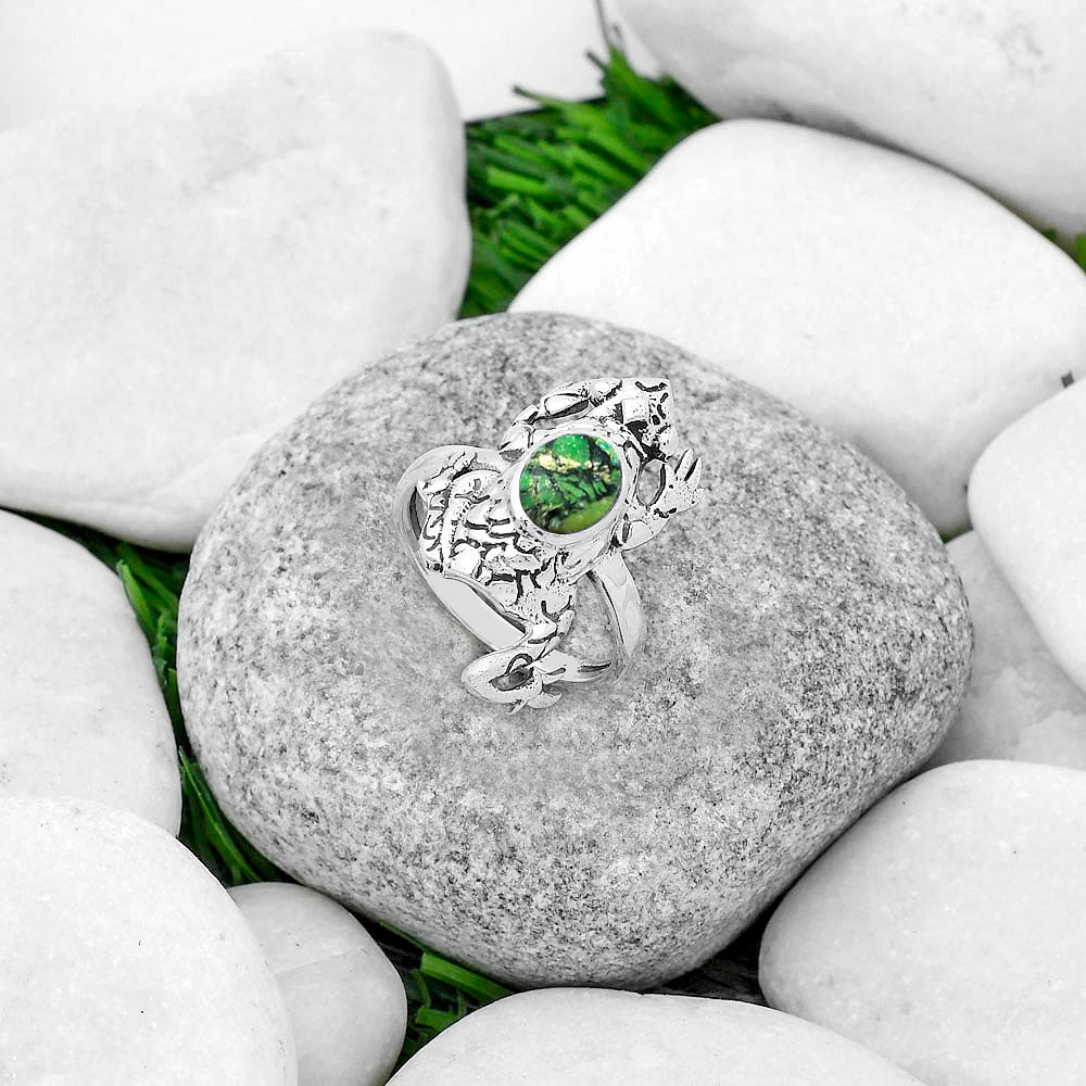 Frog - Green Matrix Turquoise Ring size-7.5 R-1113 SDR172801