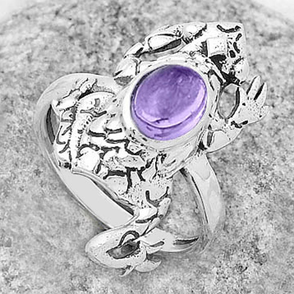 Frog - Rose De France Amethyst Cab Ring size-7.5 R-1113 SDR172879