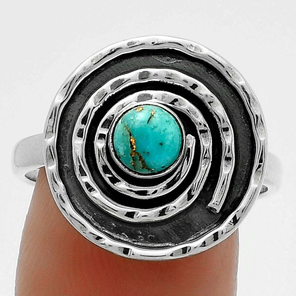 Spiral Natural Copper Blue Turquoise Ring size-9 R-1361 SDR175299