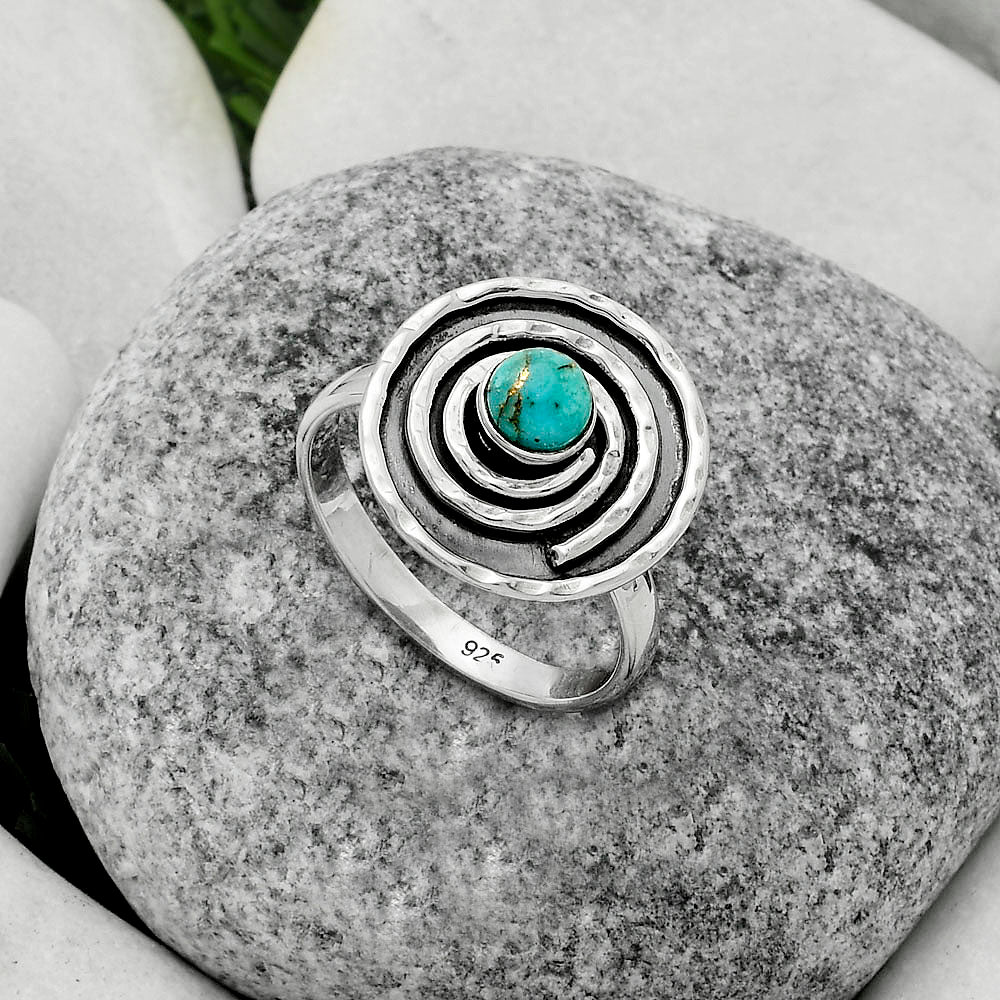 Spiral Natural Copper Blue Turquoise Ring size-9 R-1361 SDR175299