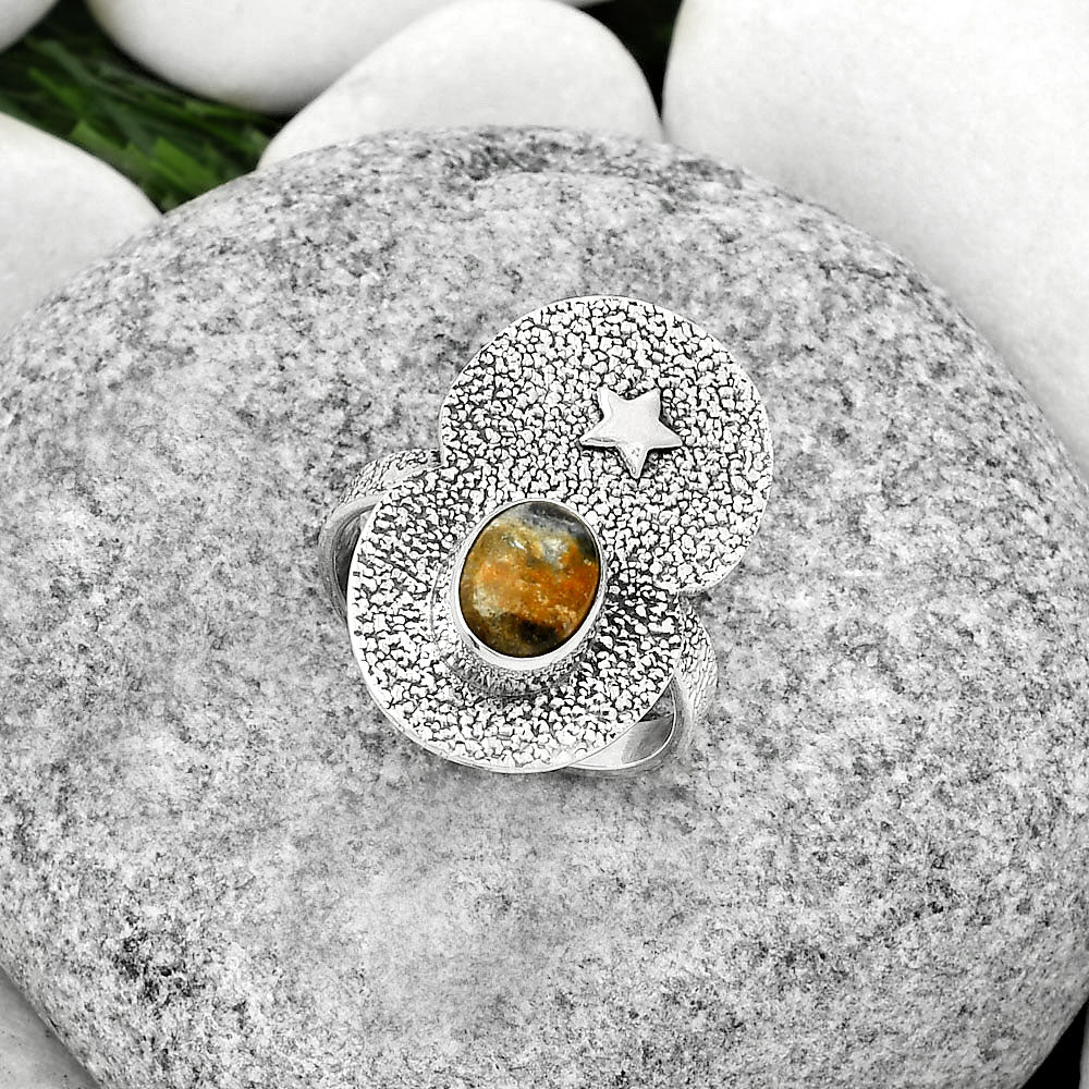 Star - Natural Indian Blanket Jasper Ring size-8 R-1290 SDR185476